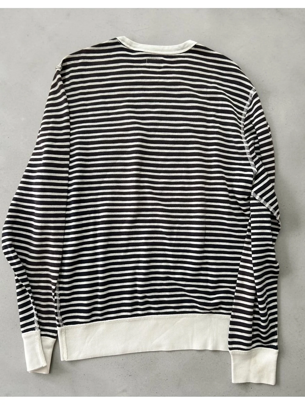 J.Crew Knit Goods Black & White Striped Pocket Sweatshirt - Size M